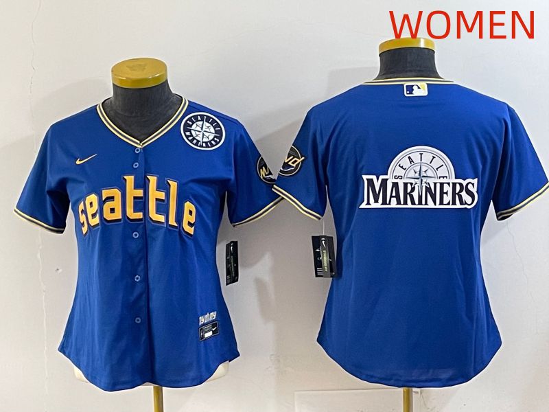 Women 2025 Seattle Mariners Blank Blue City Edition Nike MLB Jersey style 12